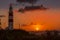 The Lighthouse of Pointe aux Caves Albion at sunset.