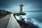 Lighthouse of Pointe de Kermovan in Le Conquet, Brittany, France