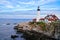 Lighthouse in Portland Maine with cool light