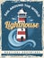 Lighthouse poster. Nautical retro placard with lighthouse travel marine symbols vector