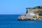 Lighthouse on the rock in Port de Soller, Mallorca