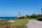 Lighthouse on rose granit coast, britanny