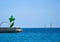 Lighthouse and sailboats view in Barcelona