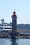 Lighthouse Saint Tropez from north with yacht in the background