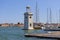 Lighthouse on San Giorgio Maggiore, port for yachts, Venice, Italy