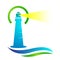 Lighthouse sea wave water logo illustrations vector icon clip art