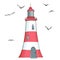 Lighthouse and seagulls made in vecto