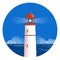 Lighthouse seascape logo illustration.