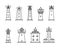 Lighthouse Sign Black Thin Line Icon Set. Vector