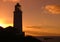 Lighthouse silhouette at sunrise