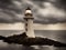 Lighthouse in a stormy night - generative ai illustration.