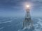 Lighthouse in the stormy ocean at night