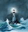 Lighthouse in the stormy sea