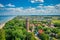 Lighthouse in summer, Baltic Sea, aerial view