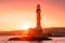 Lighthouse at sunrise, Chania, Crete, Greece