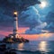 Lighthouse at Sunset created with Generative AI