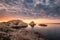 Lighthouse at sunset at Ile Rousse in Corsica