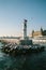 Lighthouse in sunset light in the Golden Horn Bay of Istanbul, Turkey