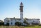 Lighthouse in Timmendorf on the island of Poel near Wismar in the Baltic Sea, Germany, blue sky with copy space