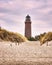 Lighthouse under sky and clouds, Darsser place on the Baltic Sea. Germany