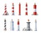 Lighthouse vector icons, nautical beacon buildings