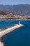 Lighthouse. View at the Alanya harbor