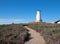 Lighthouse and walking path at Piedras Blancas point on the Central Coast of California