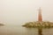 Lighthouse, water, fog