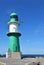 Lighthouse on the western pier in WarnemÃ¼nde in Germany