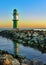 Lighthouse on the western pier in WarnemÃ¼nde in Germany