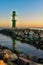 Lighthouse on the western pier in WarnemÃ¼nde in Germany