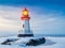 Lighthouse in winter, snowy, sky travel nature