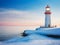 Lighthouse in winter, snowy, sky travel nature