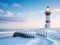 Lighthouse in winter, snowy, sky travel nature