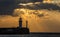 Lighthouse in Yalta at sunrise, a view from the central city embankment