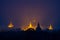 Lighting of Ancient Ananda temple at twilight.