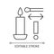 Lighting candle with long match linear manual label icon