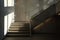 Lighting effects of staircases in public buildings, abstract simple stairs