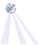 Lighting element for stage or dance floor in nightclub. Mirror disco ball with bright light