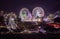 Lighting Ferris wheel in the night
