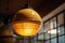 lighting fixture with warm, yellow light and ceramic lamp shade