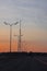 Lighting lanterns on the highway and an openwork tower against the background of sunset, Samara, July 2021