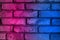 Lighting Neon Effect red and blue on brick wall for background