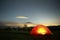 Lighting Tent, Etna Mount And Stars Trails, Sicily