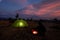 Lighting Tent And Volcano Etna At Twilight, Sicily