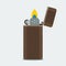 Lighting Up Wooden Lighter Vector Illustration