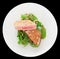 Lightly seared tuna steak, isolated