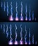 Lightning animation set with sparks. Electricity thunderbolt danger, light electric powerful thunder. Bright energy