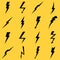Lightning black vector icons set