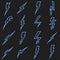 Lightning black vector linear outline icons set